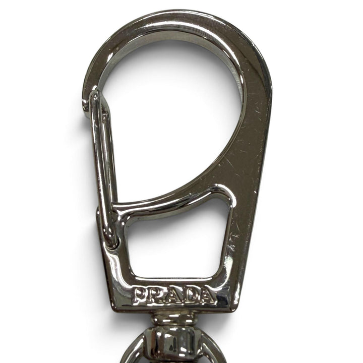 Very Good PRADA key ring triangle logo triangle plate Safiano leather 2PP041