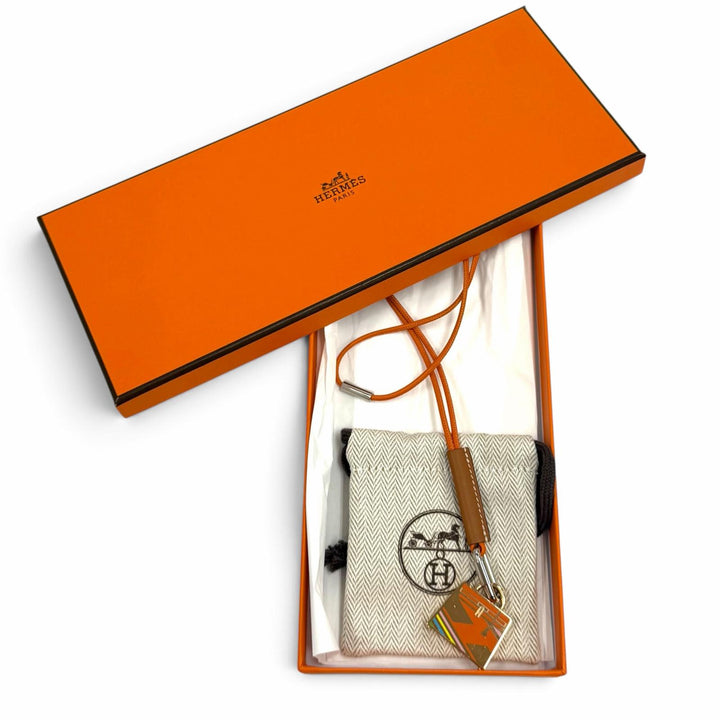 Excellent HERMES Necklace Kelly H Vibration Curiosité Orange Women
