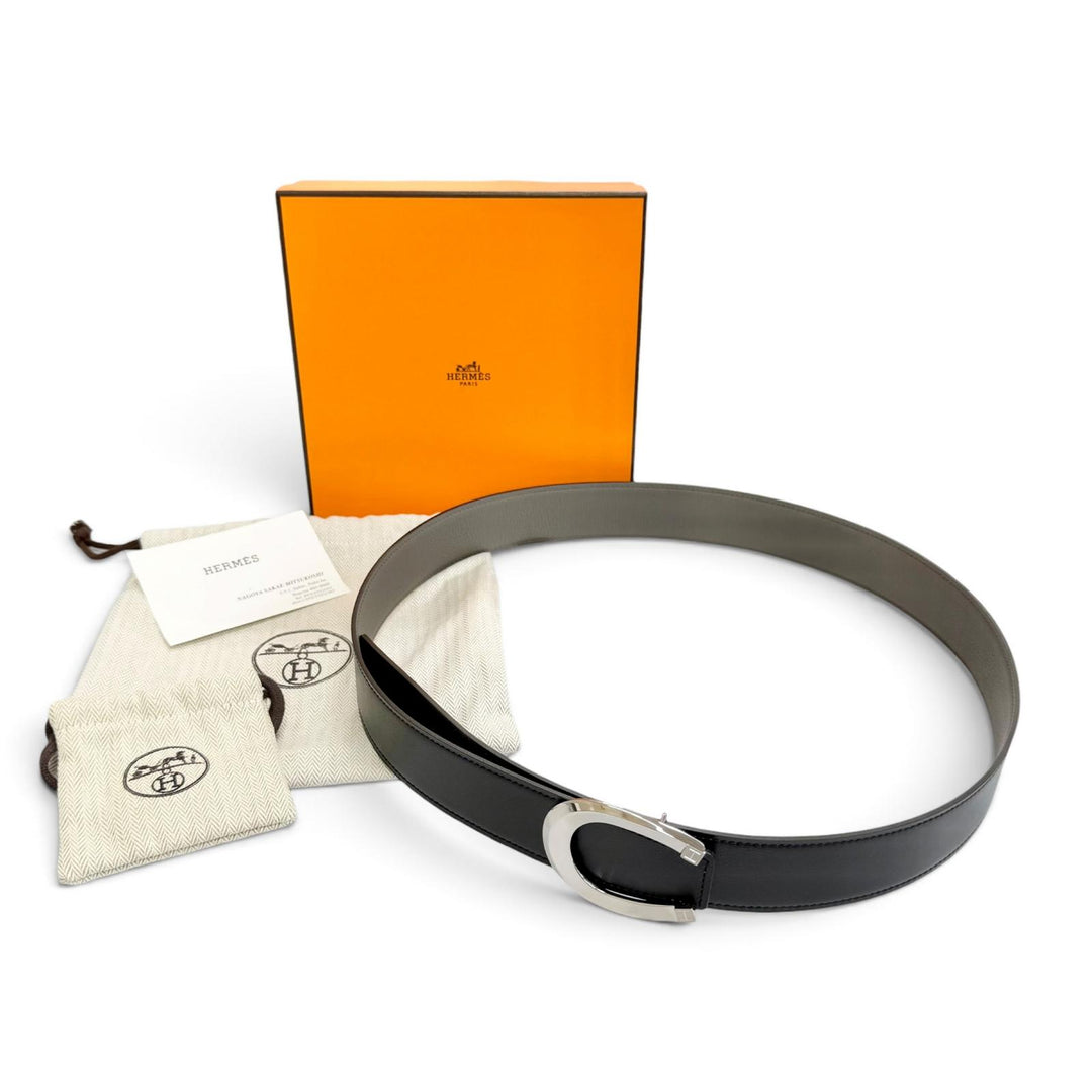Pristine HERMES belt rack Reversible Leather black Epsom Leather Women