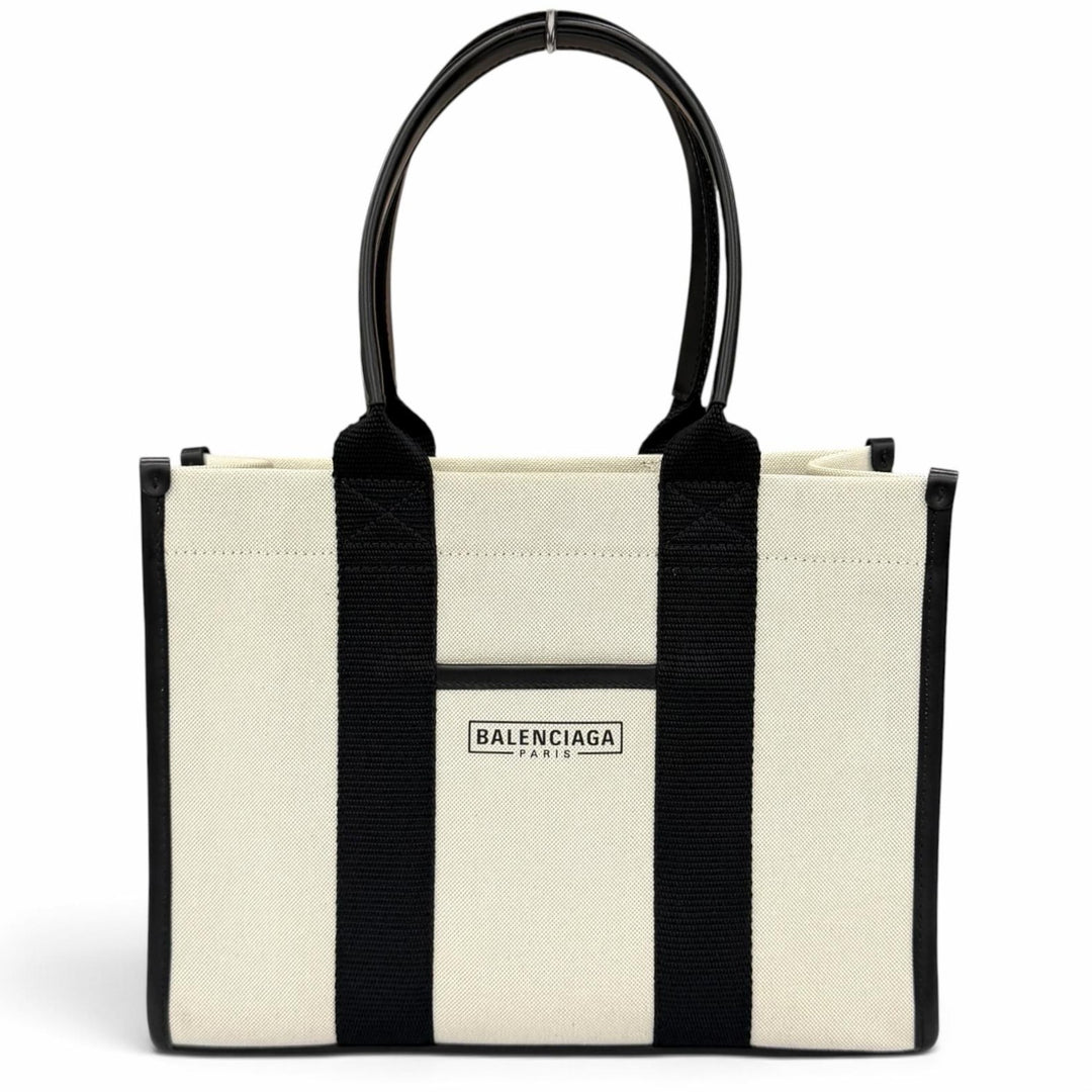 Excellent BALENCIAGA Handbag Hardware, leather accents, canvas, 2-way bag 671402