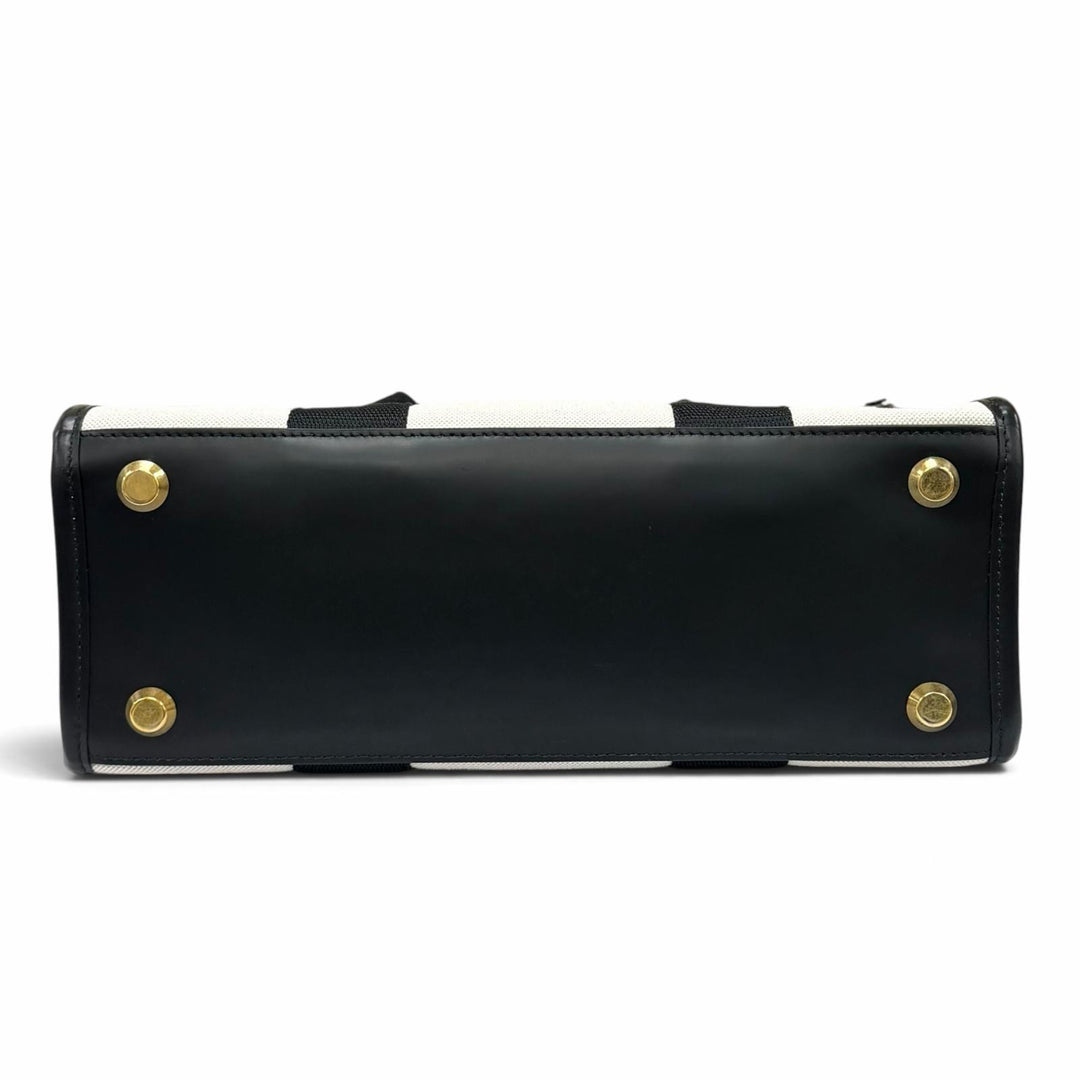 Excellent BALENCIAGA Handbag Hardware, leather accents, canvas, 2-way bag 671402