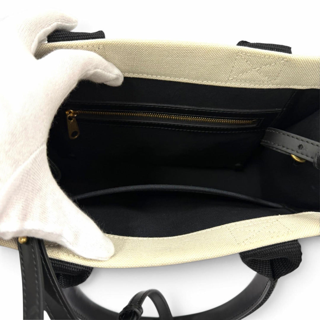 Excellent BALENCIAGA Handbag Hardware, leather accents, canvas, 2-way bag 671402