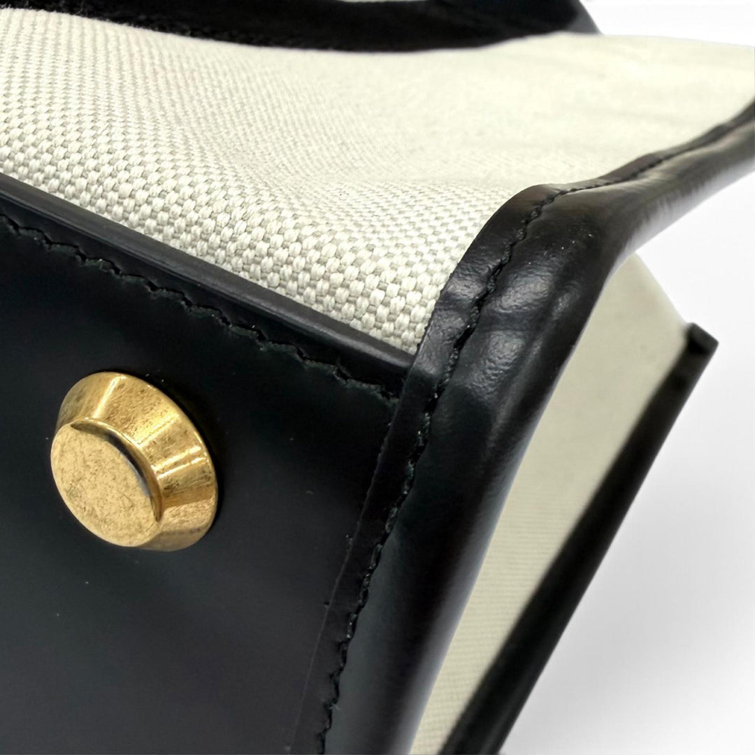 Excellent BALENCIAGA Handbag Hardware, leather accents, canvas, 2-way bag 671402