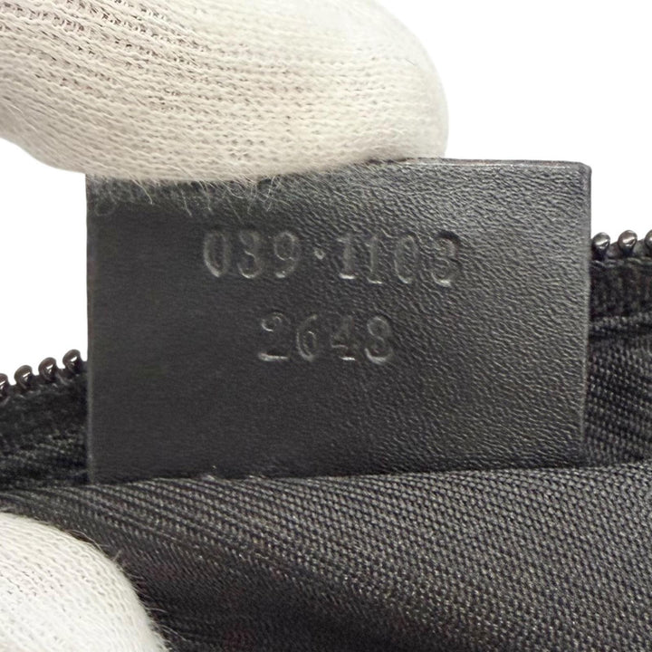 Excellent GUCCI Handbag With logo accessory pouch black GG canvas 039.1103