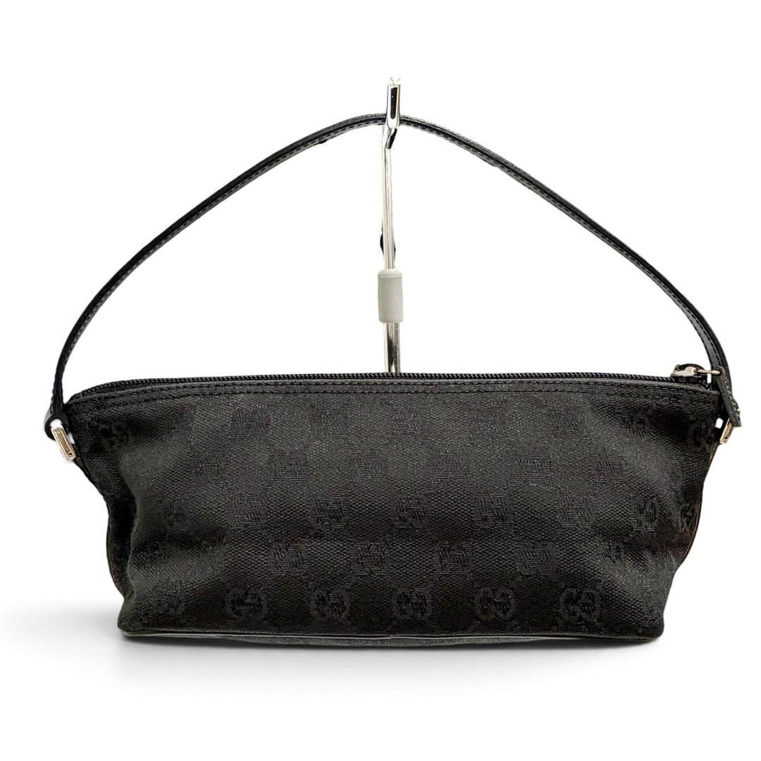 Excellent GUCCI Handbag With logo accessory pouch black GG canvas 039.1103