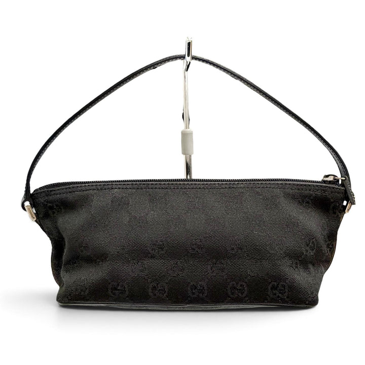 Excellent GUCCI Handbag With logo accessory pouch black GG canvas 039.1103