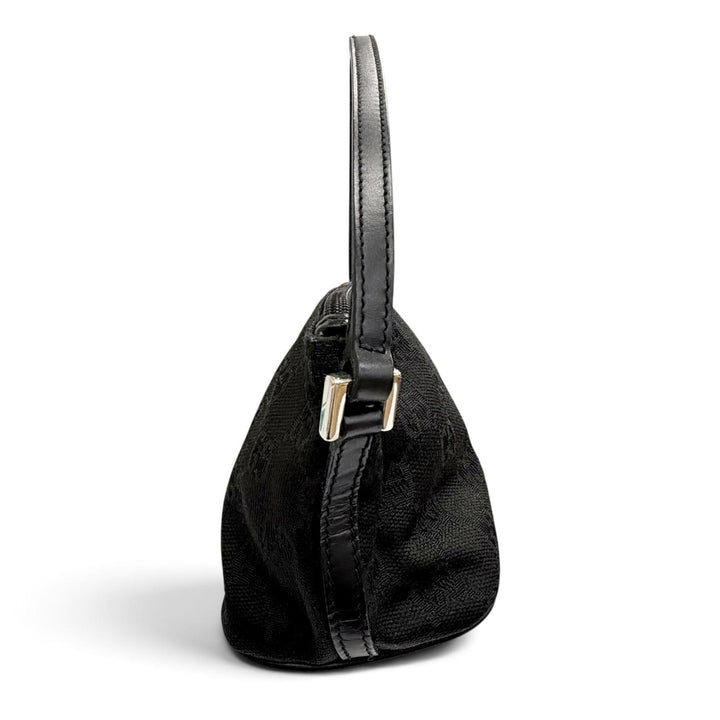 Excellent GUCCI Handbag With logo accessory pouch black GG canvas 039.1103