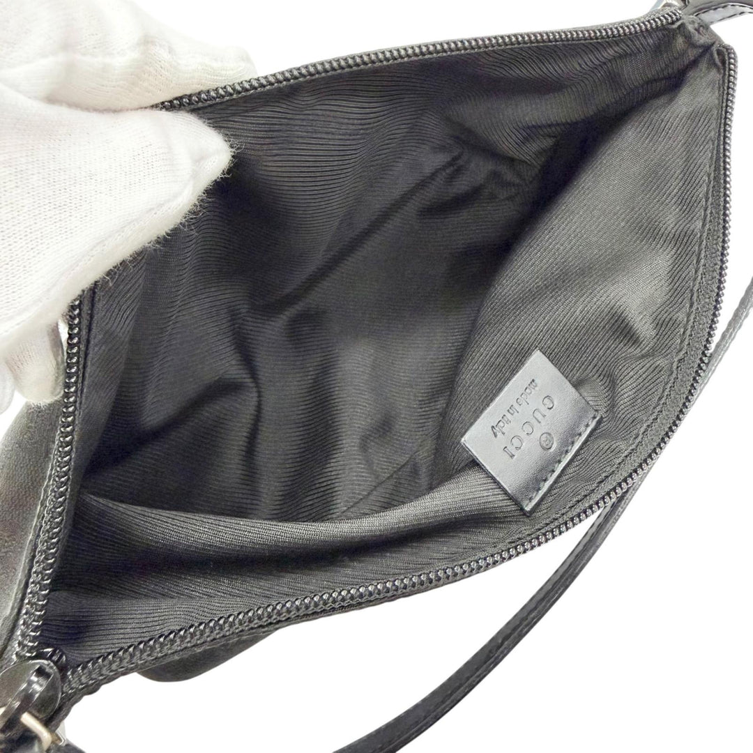 Excellent GUCCI Handbag With logo accessory pouch black GG canvas 039.1103