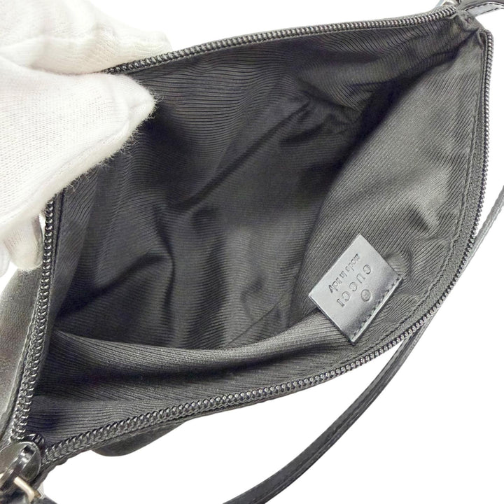 Excellent GUCCI Handbag With logo accessory pouch black GG canvas 039.1103