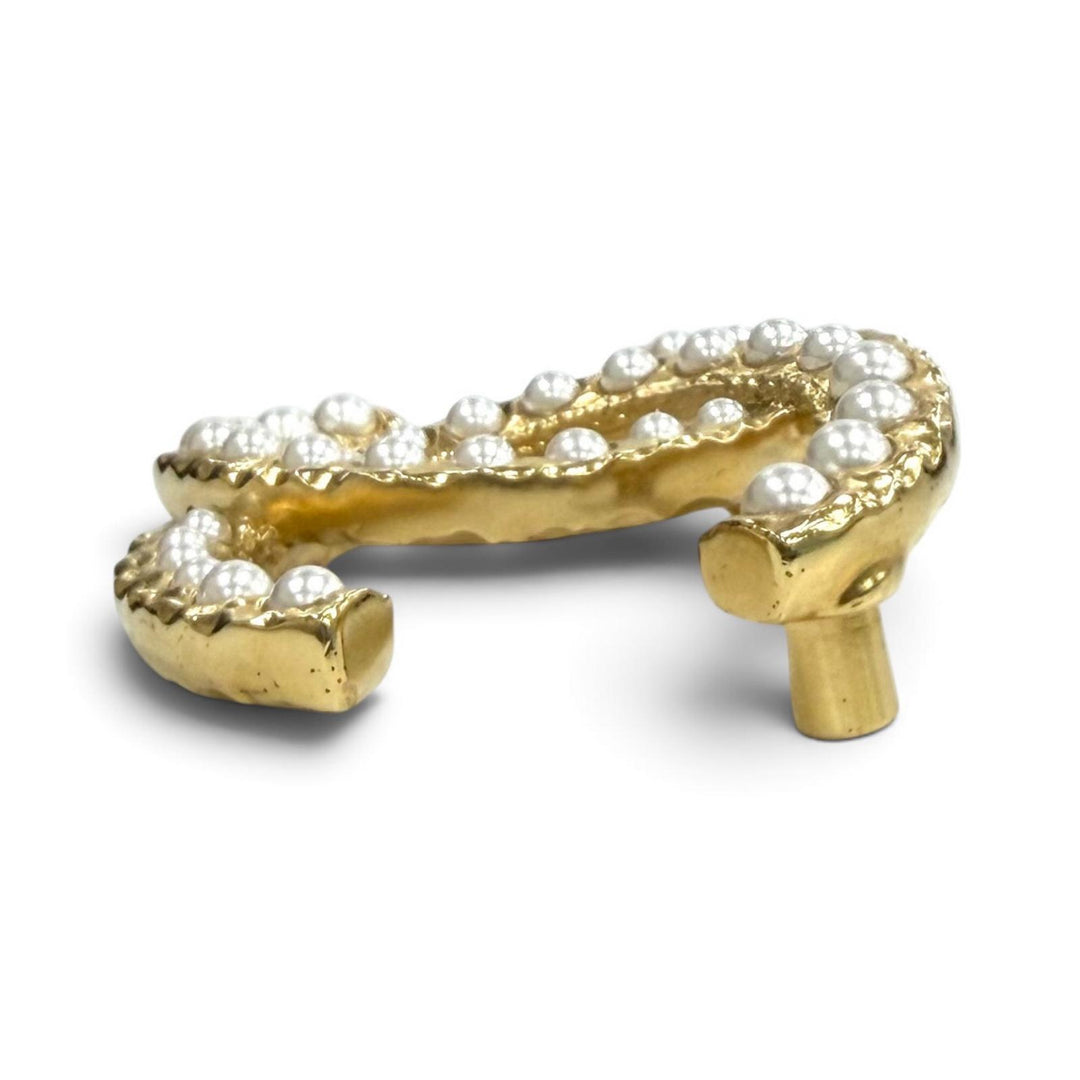 Excellent CHANEL Brooch COCO Mark Fake Pearl gold Women A24S ABD375