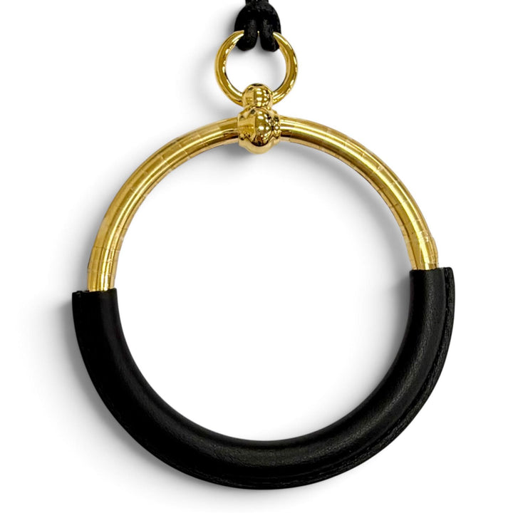 Pristine HERMES Necklace Loop Gran Using leather black leather Women