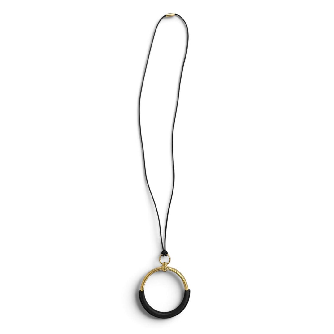 Pristine HERMES Necklace Loop Gran Using leather black leather Women