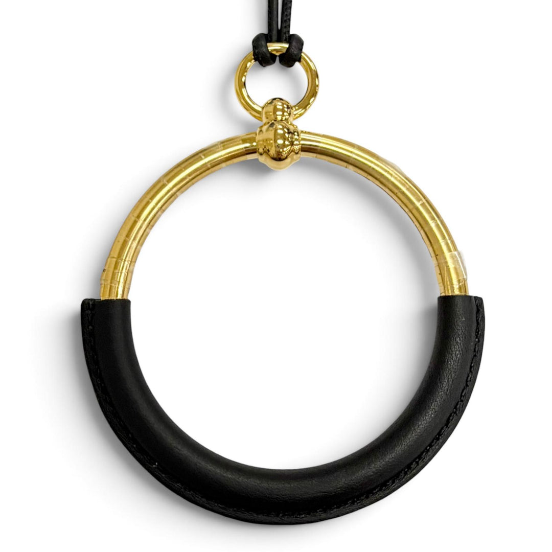 Pristine HERMES Necklace Loop Gran Using leather black leather Women