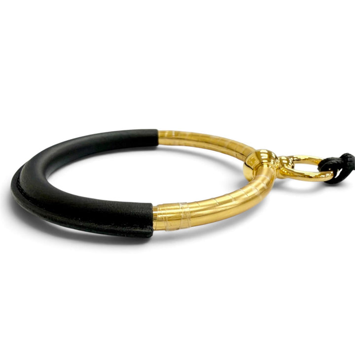 Pristine HERMES Necklace Loop Gran Using leather black leather Women