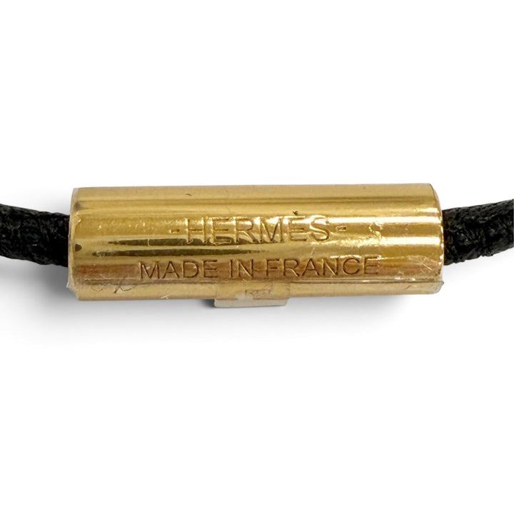 Pristine HERMES Necklace Loop Gran Using leather black leather Women