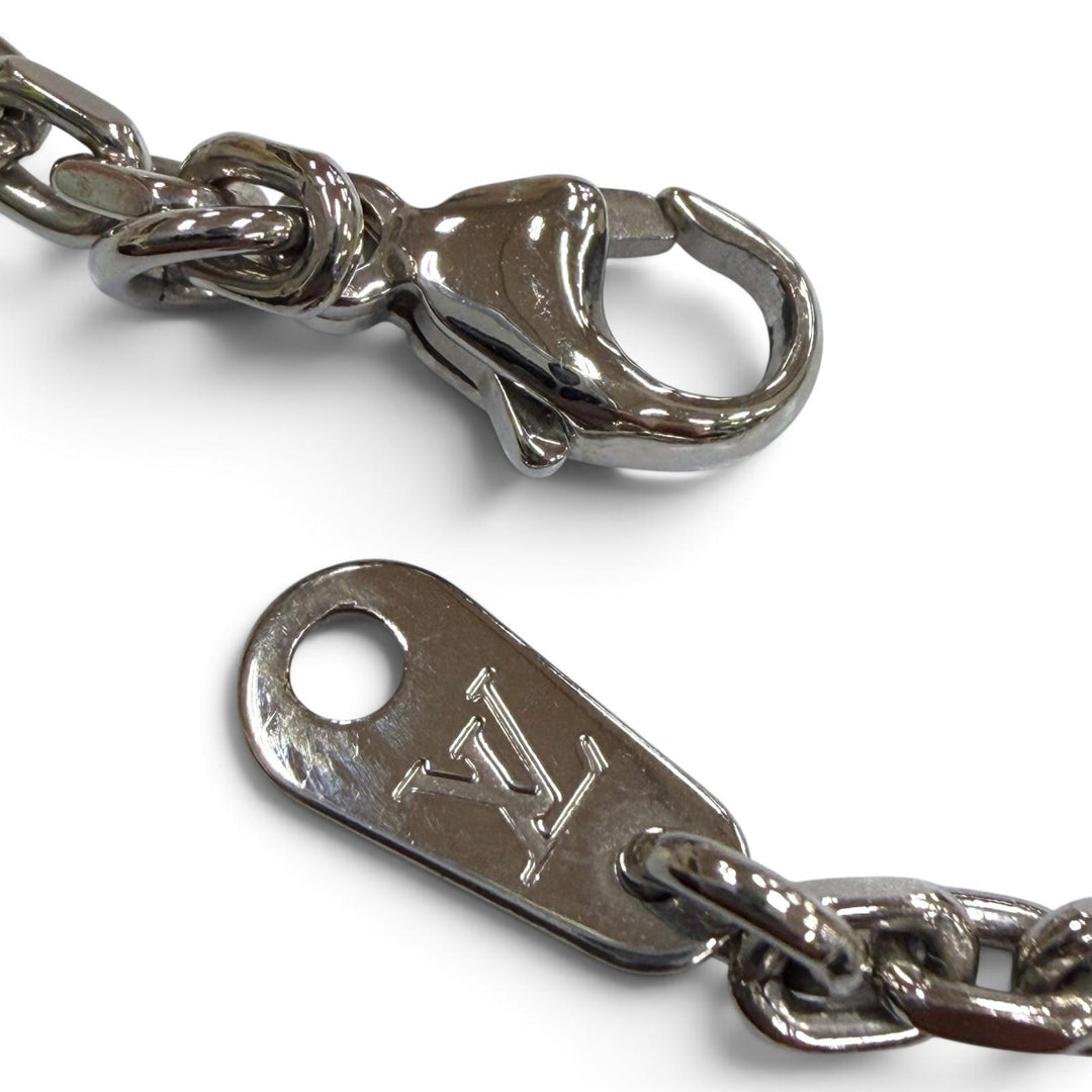 Excellent LOUIS VUITTON Necklace Chain LV Yours Silver mens M02739