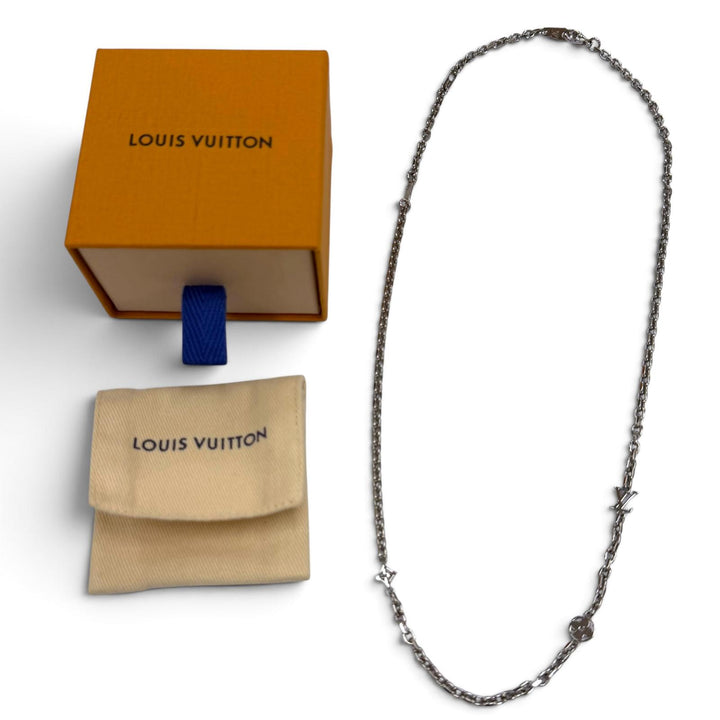 Excellent LOUIS VUITTON Necklace Chain LV Yours Silver mens M02739