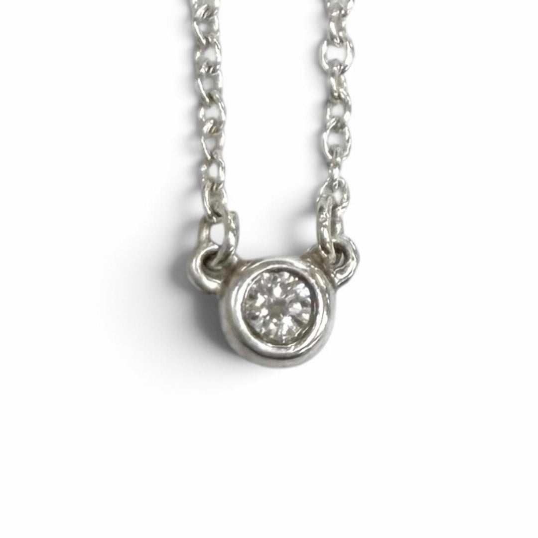 Great TIFFANY&Co. Necklace Diamonds by the Yard Single Diamond Pendant 925