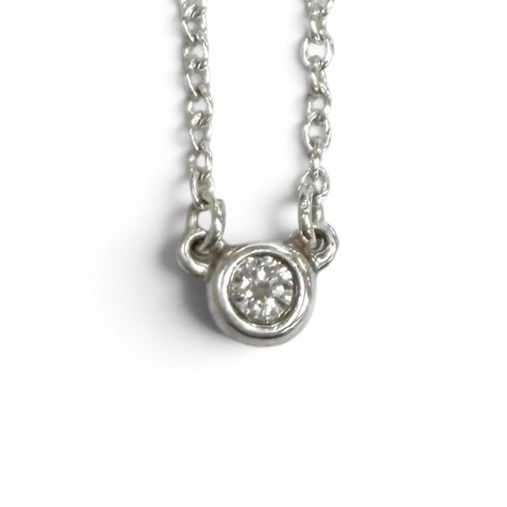 Great TIFFANY&Co. Necklace Diamonds by the Yard Single Diamond Pendant 925