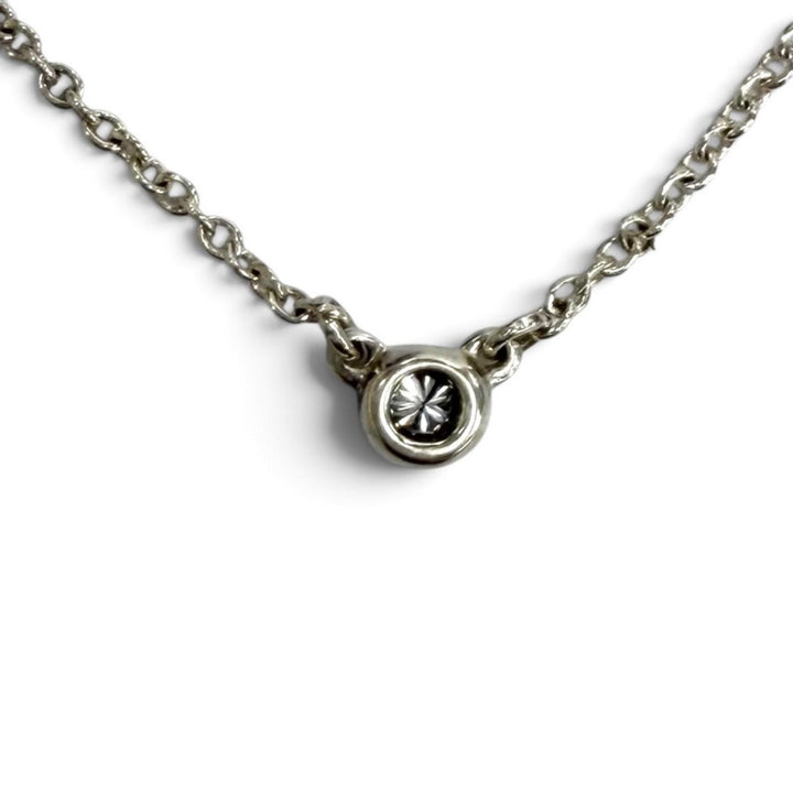 Great TIFFANY&Co. Necklace Diamonds by the Yard Single Diamond Pendant 925