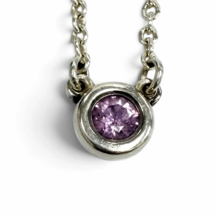 Great TIFFANY&Co. Necklace Color By the Yard Pink Sapphire Pendant pink AG925