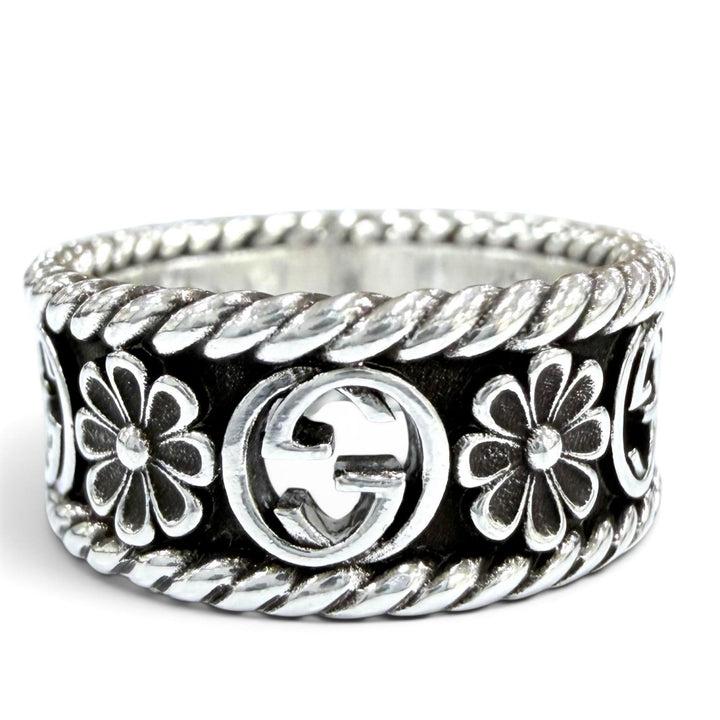 Great GUCCI Ring ring Interlocking G Flower Silver AG925 Women 12 577263
