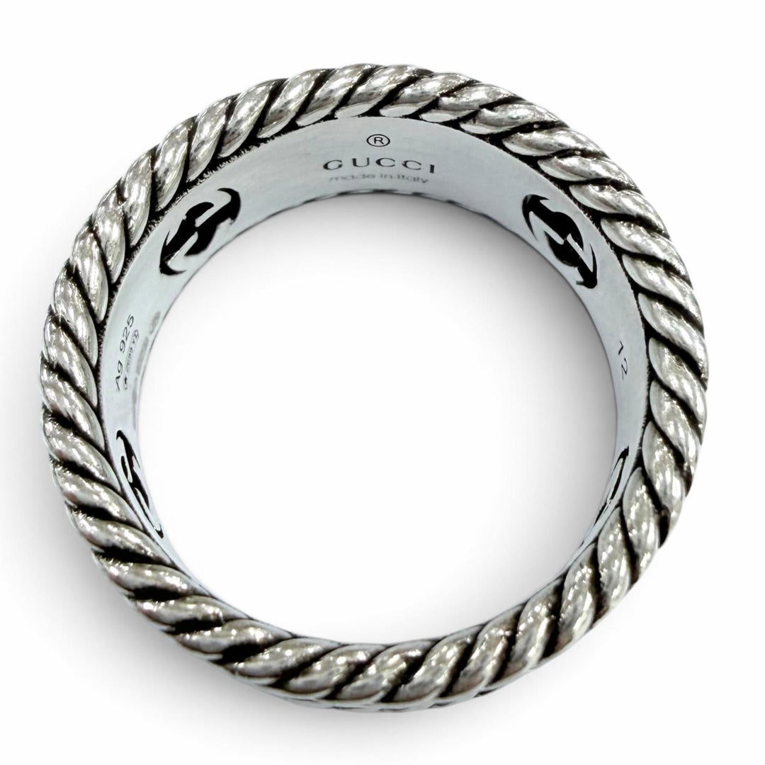 Great GUCCI Ring ring Interlocking G Flower Silver AG925 Women 12 577263