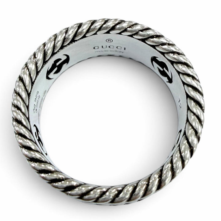 Great GUCCI Ring ring Interlocking G Flower Silver AG925 Women 12 577263