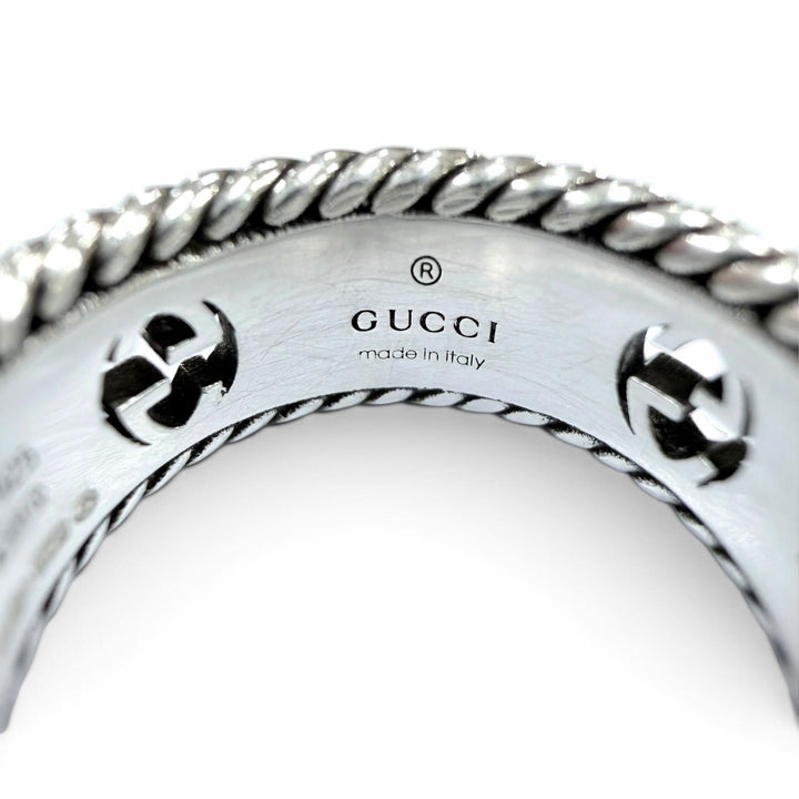 Great GUCCI Ring ring Interlocking G Flower Silver AG925 Women 12 577263