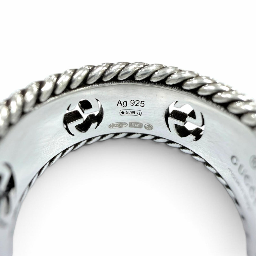 Great GUCCI Ring ring Interlocking G Flower Silver AG925 Women 12 577263