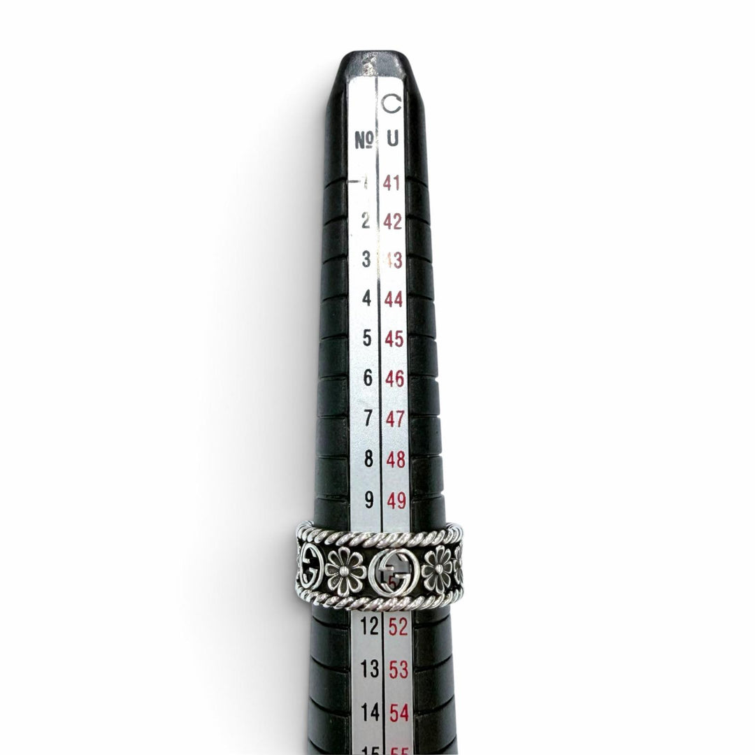 Great GUCCI Ring ring Interlocking G Flower Silver AG925 Women 12 577263