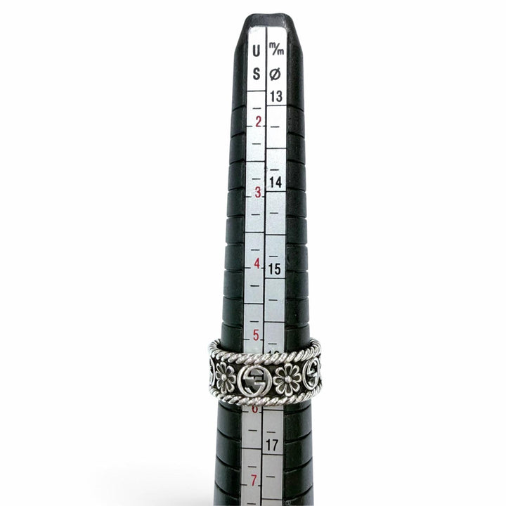 Great GUCCI Ring ring Interlocking G Flower Silver AG925 Women 12 577263
