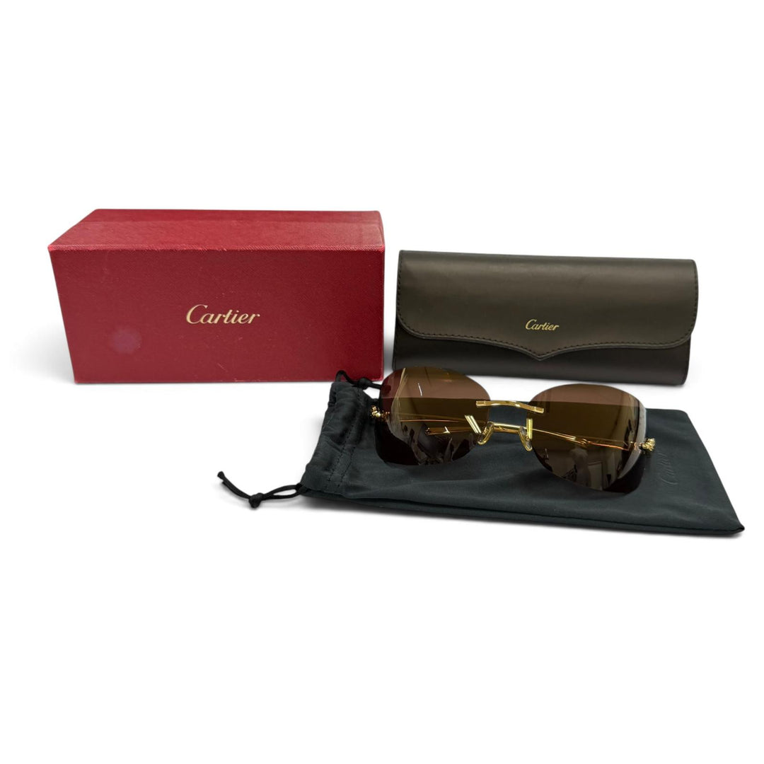 Excellent Cartier sunglasses PANTHERE Rimless Two-Point Glasses gold 5309825