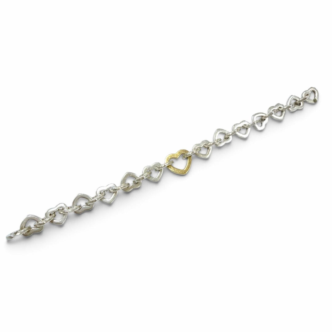 Great TIFFANY&Co. bracelet Heart Link Bure Rubbed T Silver 925 Women