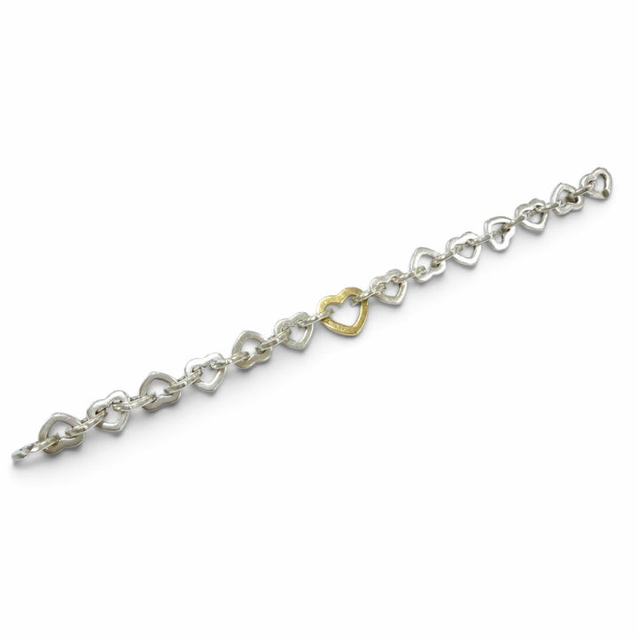 Great TIFFANY&Co. bracelet Heart Link Bure Rubbed T Silver 925 Women