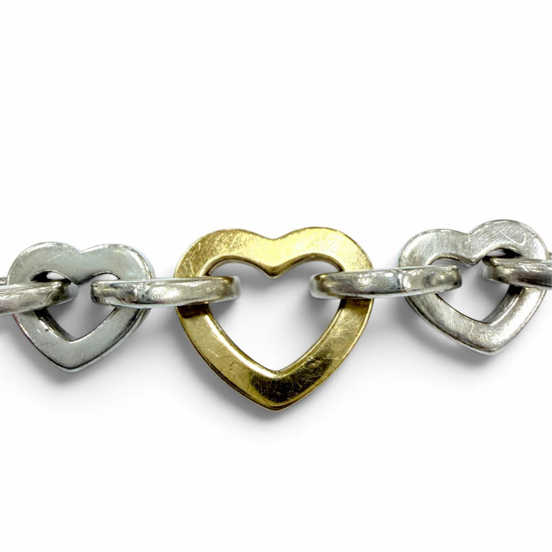 Great TIFFANY&Co. bracelet Heart Link Bure Rubbed T Silver 925 Women