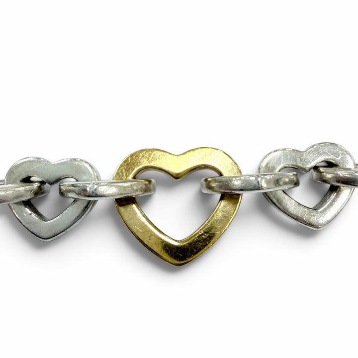 Great TIFFANY&Co. bracelet Heart Link Bure Rubbed T Silver 925 Women