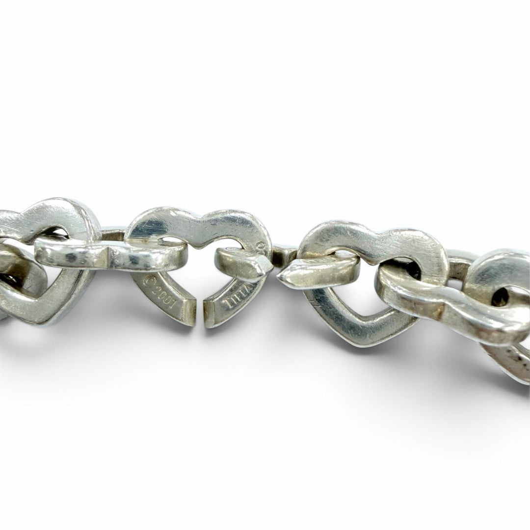 Great TIFFANY&Co. bracelet Heart Link Bure Rubbed T Silver 925 Women