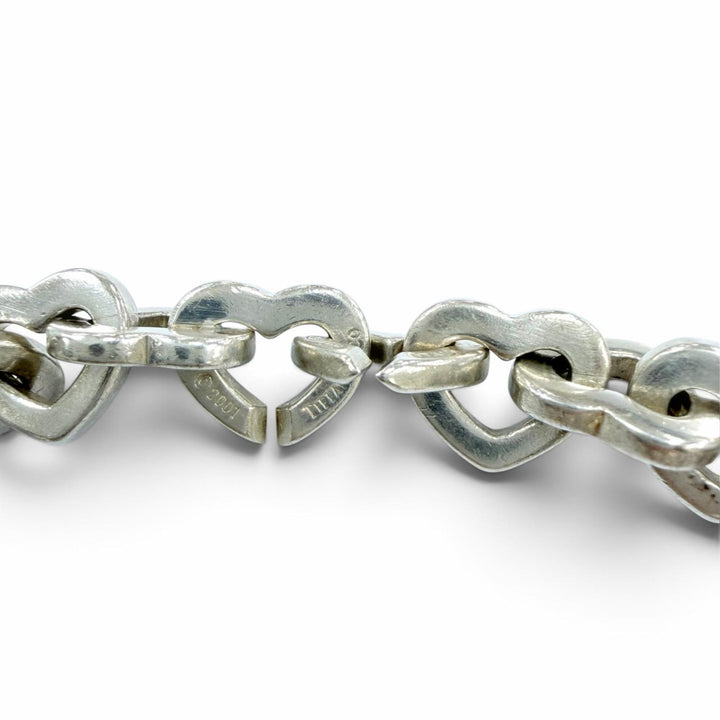 Great TIFFANY&Co. bracelet Heart Link Bure Rubbed T Silver 925 Women