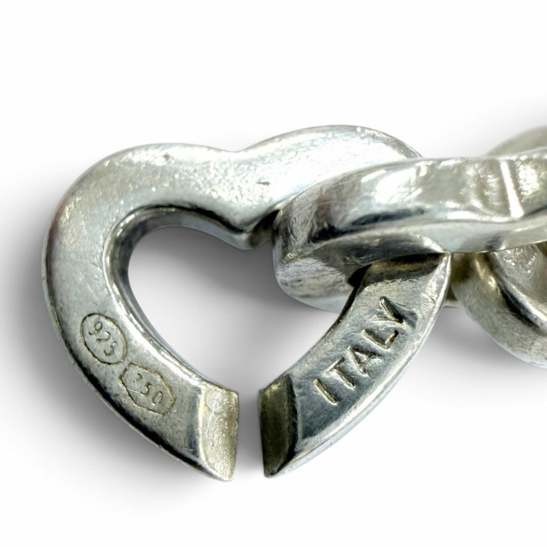 Great TIFFANY&Co. bracelet Heart Link Bure Rubbed T Silver 925 Women