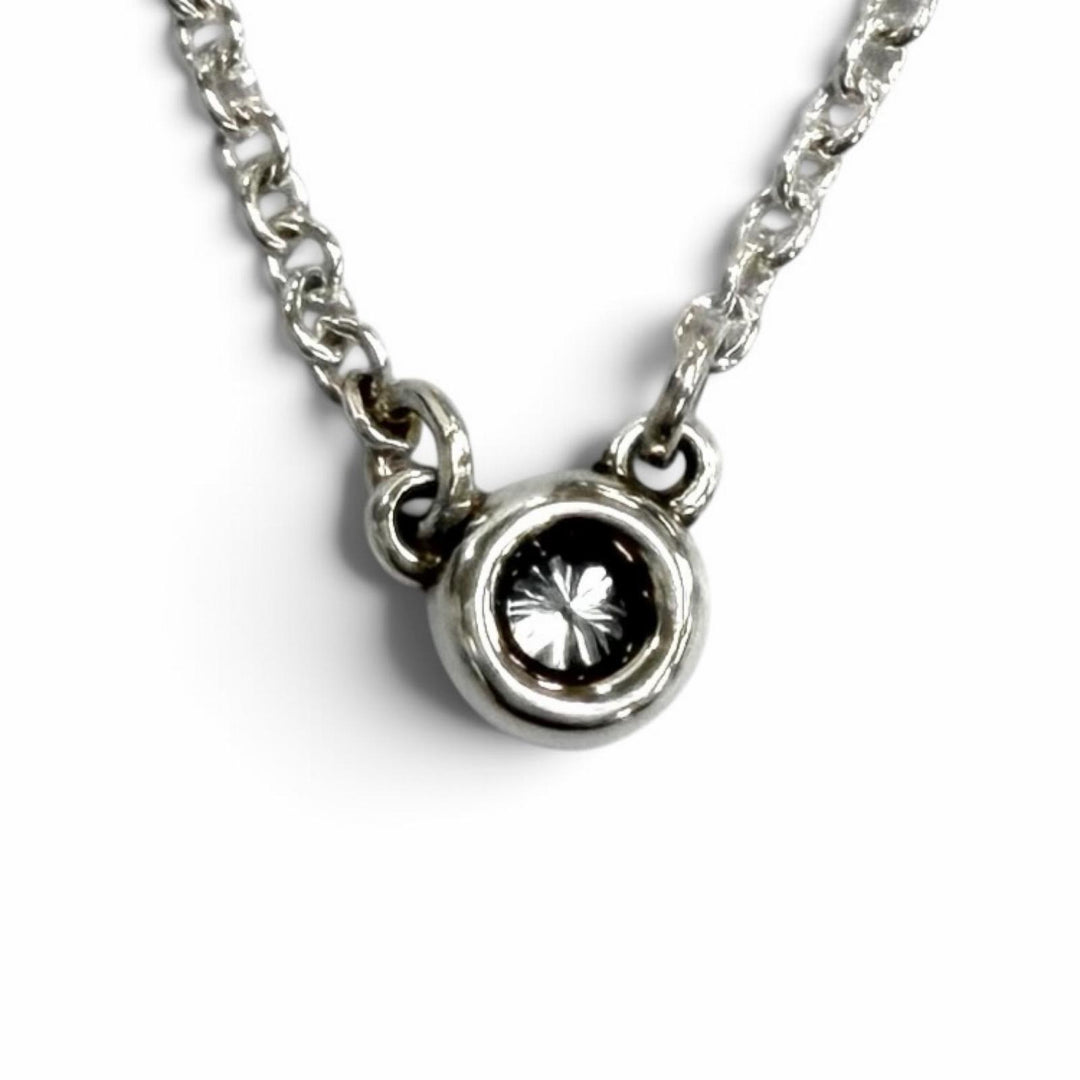 Great TIFFANY&Co. Necklace Diamonds by the Yard Single Diamond Pendant AG925