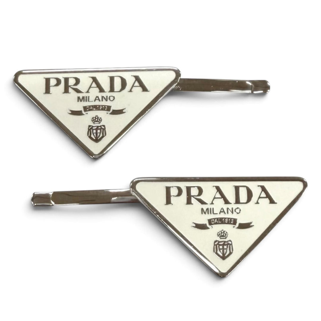 Great PRADA hairpin Metal Hairpin 2-piece set: Triangle logo Women 1IF051
