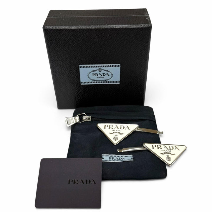 Great PRADA hairpin Metal Hairpin 2-piece set: Triangle logo Women 1IF051
