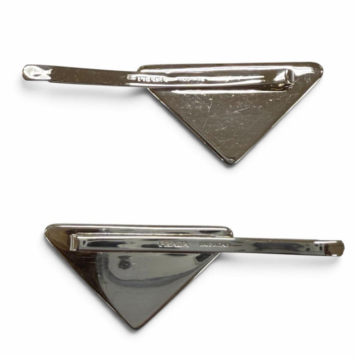 Great PRADA hairpin Metal Hairpin 2-piece set: Triangle logo Women 1IF051