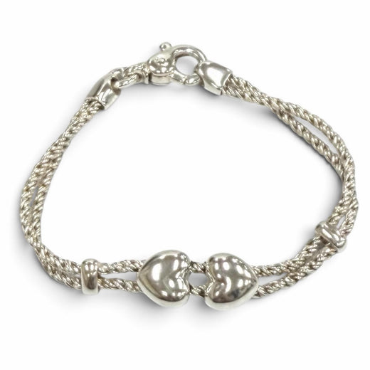 Excellent TIFFANY&Co. bracelet Double Heart Rope Silver 925 Women
