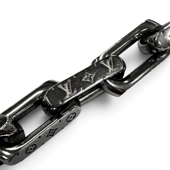 Great LOUIS VUITTON Necklace Collier Chain Monogram Silver mens M00307