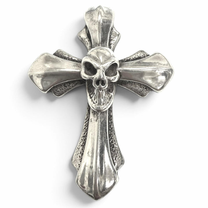 Great Bill Wall Leather Pendant top Good Luck Skull Cross 2005 Silver 925 mens