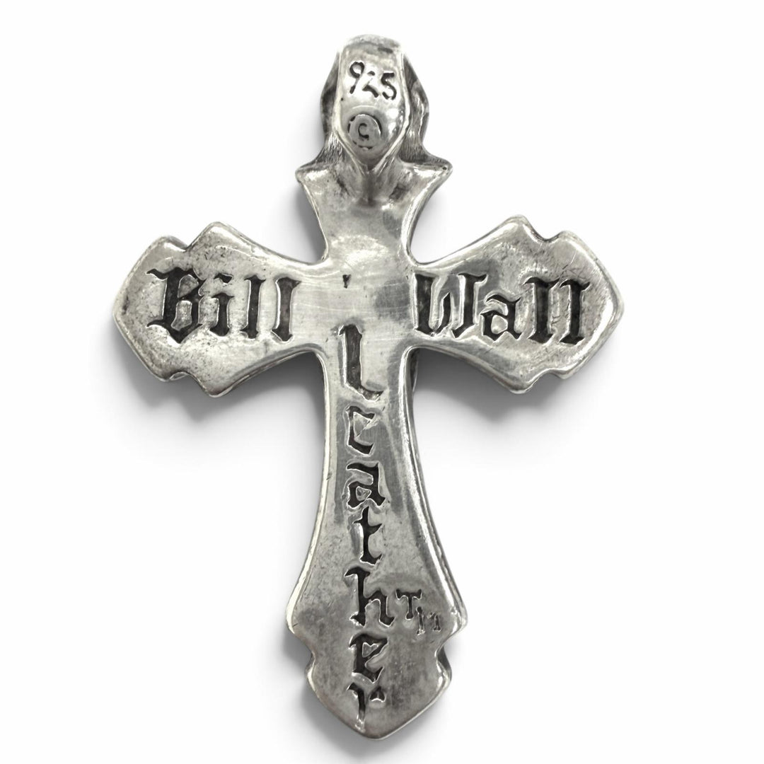 Great Bill Wall Leather Pendant top Good Luck Skull Cross 2005 Silver 925 mens