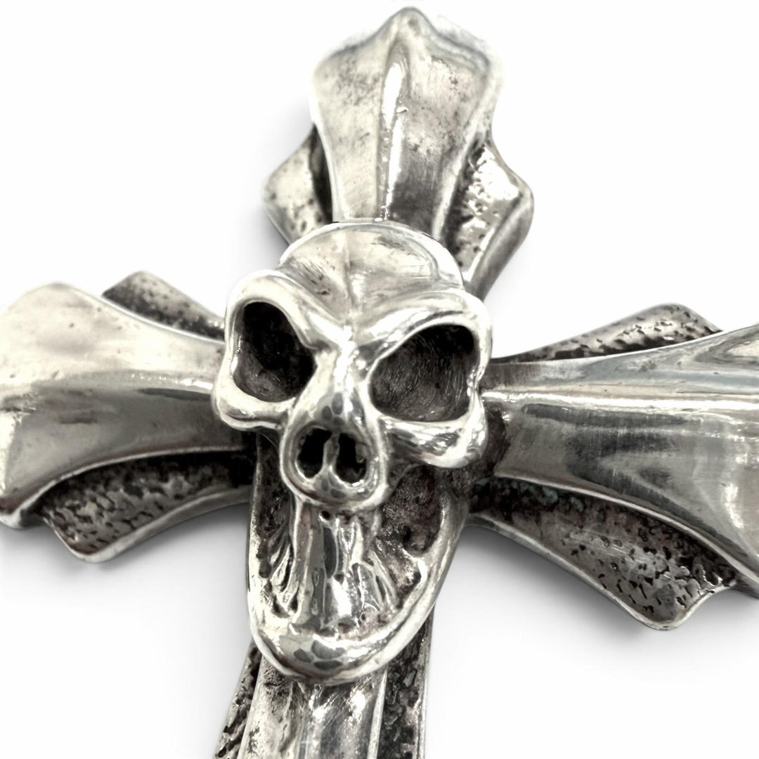 Great Bill Wall Leather Pendant top Good Luck Skull Cross 2005 Silver 925 mens