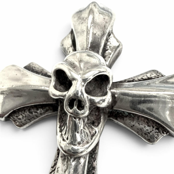 Great Bill Wall Leather Pendant top Good Luck Skull Cross 2005 Silver 925 mens